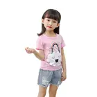 2021 Детская летняя одежда, хлопковые футболки с коротким рукавом для мальчиков и девочек, графическая футболка с мультяшным радужным дизайном, модная одежда для девочек с круглым вырезом