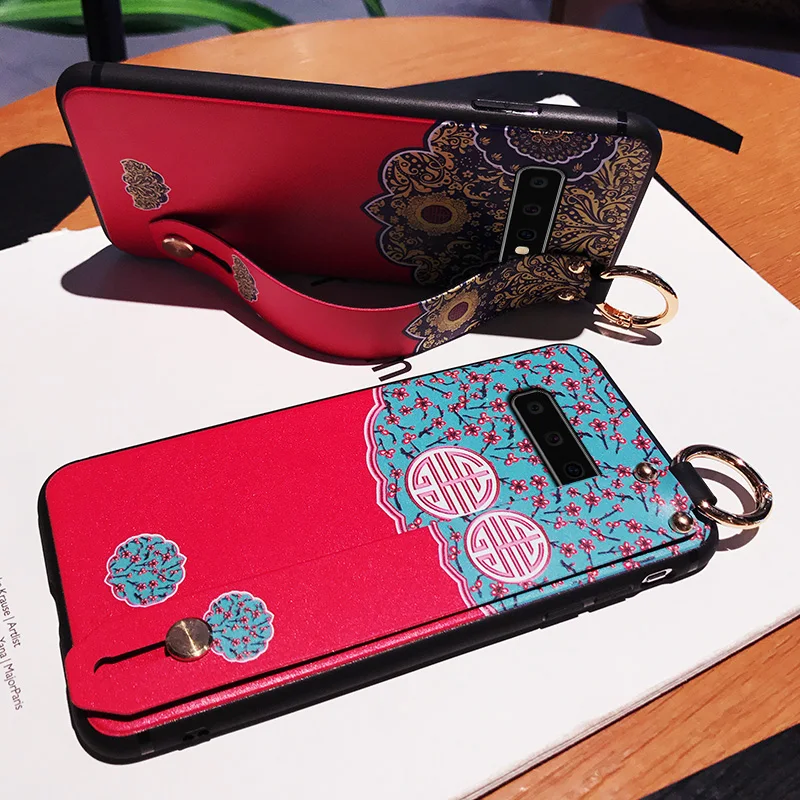 For Samsung Note8 Note9 Note5 S6 S7 edge S8 S9 Plus A6 A7 A8 A9 S Star Lite Chinese Style Pattern Phone Case With Wrist Strap |