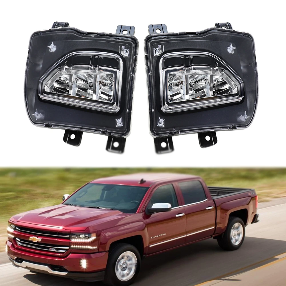 

Для 2016 2017 2018 Chevy Silverado 1500 светодиодный Противотуманные фары дальнего бампера белые фары