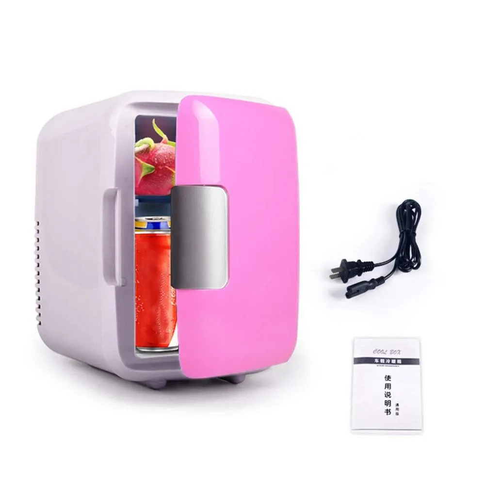 pink home use only Портативный холодильник для автомобиля, 4 л Электрический автомобильный домашний холодильник, мини-холодильник двойного назначения, крутой теплый Электрический автомобильный холодильник и грелка - Цвет: pink home use only