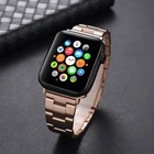 Ремешок из нержавеющей стали для Apple Watch Band 7 6 5 4 3 2 1 SE, легко регулируемый металлический браслет для iWatch 44 мм 40 мм 45 мм 41 мм 42 мм 38 мм