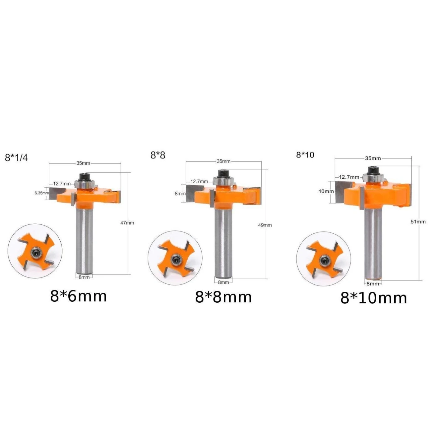 1 шт. 8 мм хвостовик Т-образные подшипники шлифовальные деревообрабатывающие