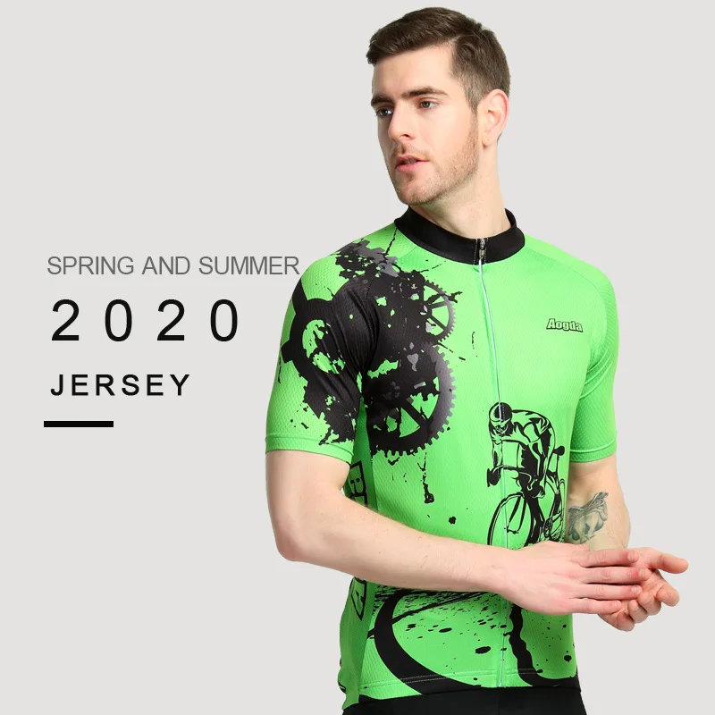 Aogda зеленая одежда для велоспорта летняя с коротким рукавом Мужская шоссейного