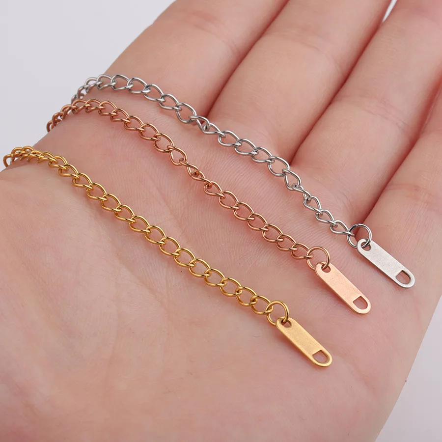 

ASON 10pcs/lot Extended Extension Gold Tail Chain Stainless Steel Lobster Clasps Connector DIY Jewelry Making Bracelet Necklaces
