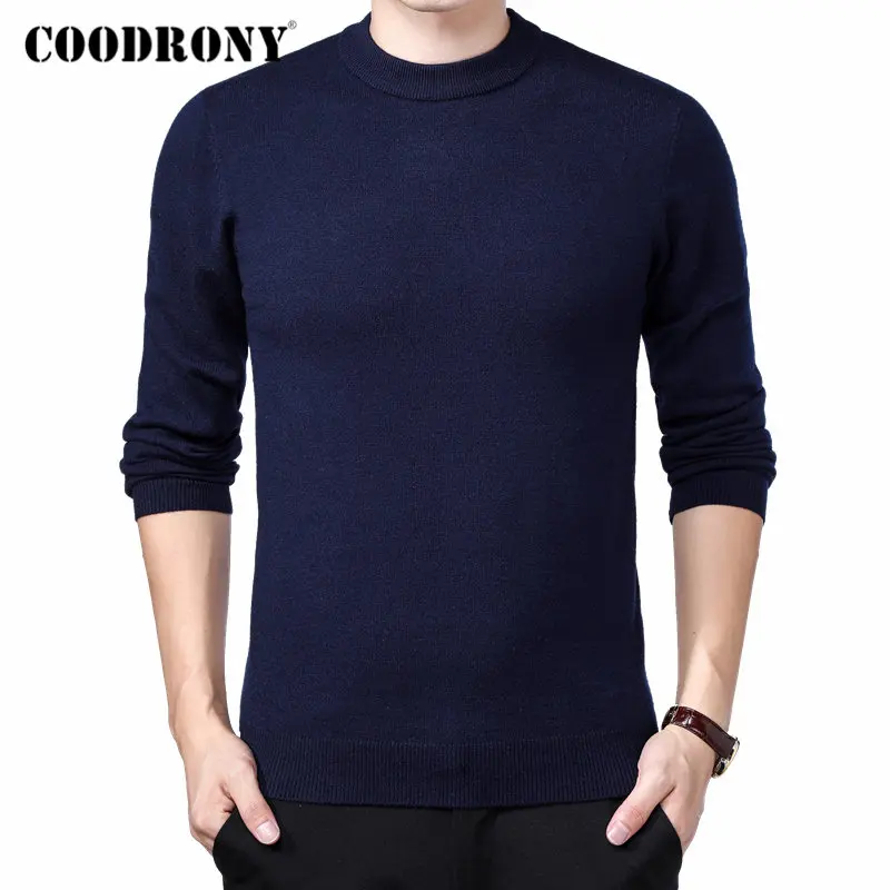 Бренд COODRONY, мужской свитер, Осень-зима, толстый, теплый, Pull Homme, Классический Повседневный пуловер с круглым вырезом, мужской кашемировый шерстяной трикотаж 91109