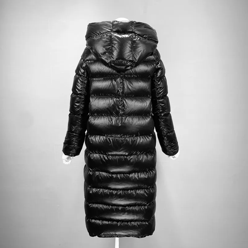 Женский пуховик на белом утином пуху Толстая теплая Длинная зимняя куртка