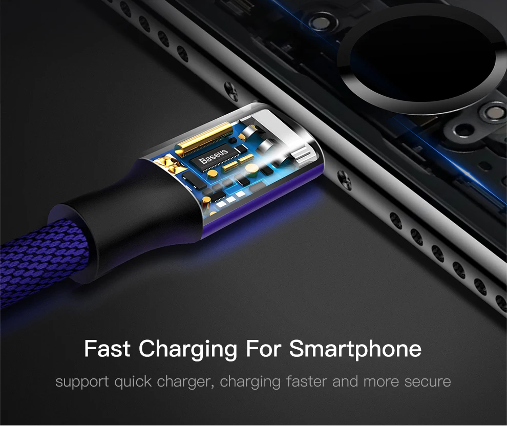 Baseus usb-кабель для iPhone X, 8, 7 Plus, кабель для быстрой зарядки, usb-кабель для мобильного телефона, кабель для передачи данных для iPhone 5, 6, 6 S, iPad, usb-кабель для зарядки