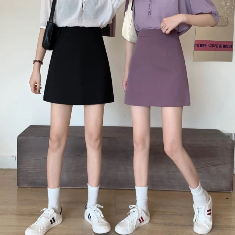 Черная Женская летняя юбка новинка 2021 облегающая трапециевидная с завышенной