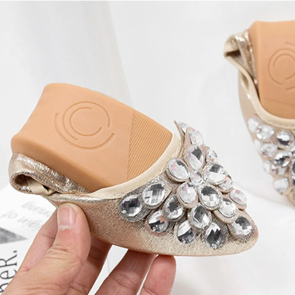 

Flat Woman Luxury Crystal Plus Size Casual Shoes Ladies Spring Autumn Flat Sneakers Solid Peas Boat Single Shoes Mujer