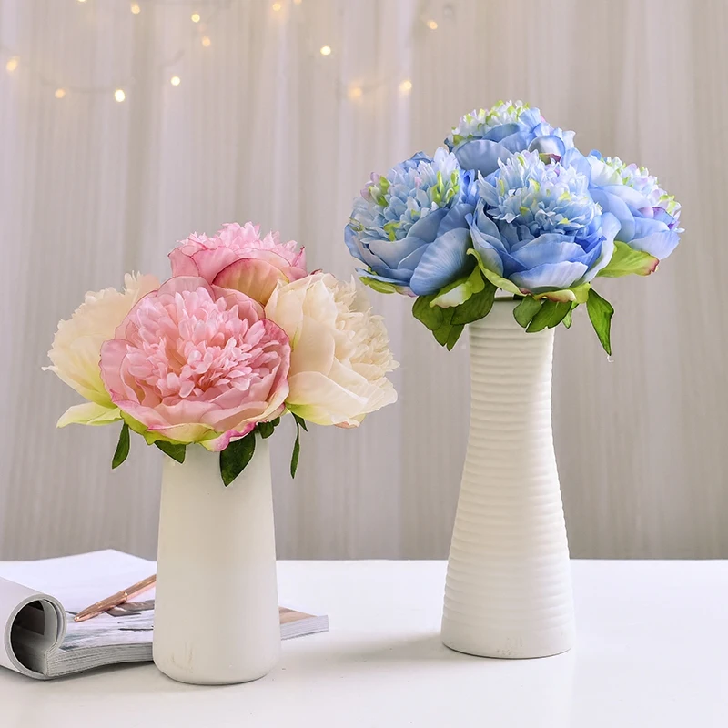 5 Кабесас/искусственный peonía seda ramo simulación falso Рамо boda dama de honor Гортензия DIY fiesta decoración