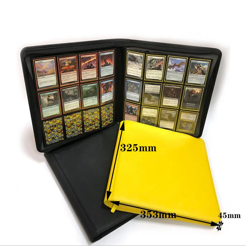 

PU Leather 480 Pockets Cards Binder TCG Game Zipper Card Album With 12 Pockets Sealed Fixed Pockets Pages For MG/PKM/FOW/YGO