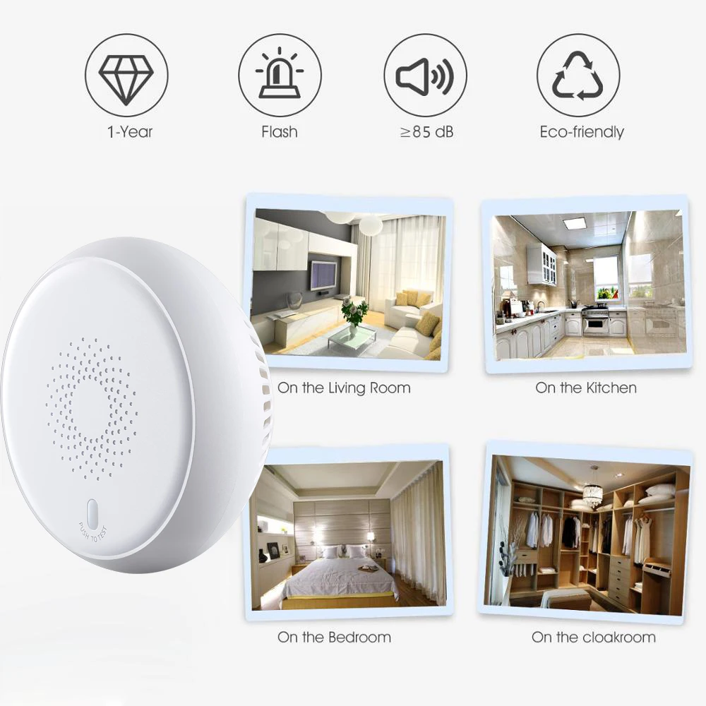 Tuya Smart датчик дыма Zigbee Сенсор Смарт домашняя система охранной сигнализации