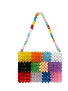 Модная сумка на одно плечо ручной работы с разноцветными бусинами продукт - Color: 21