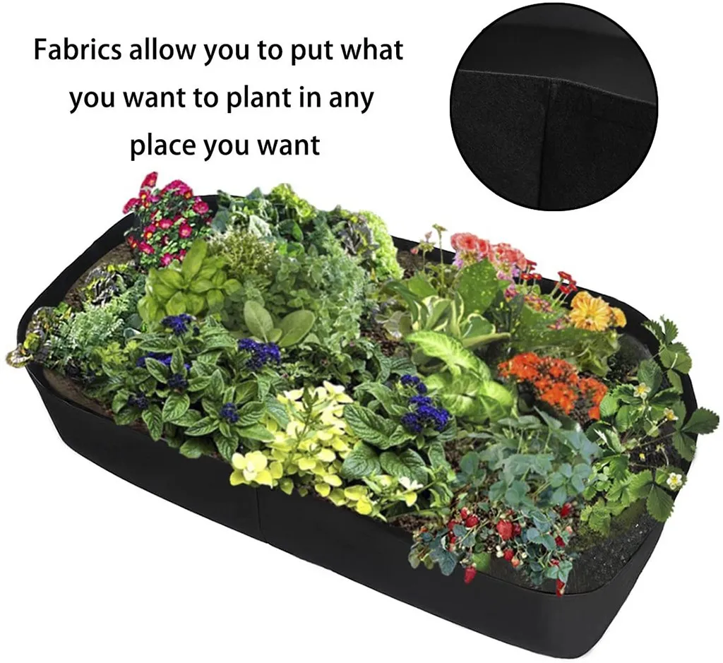 

Black Fabric Raised Garden Bed Plant Pot Rectangle Breathable Planting Container Grow Bag Garden Accessories Gardening 5