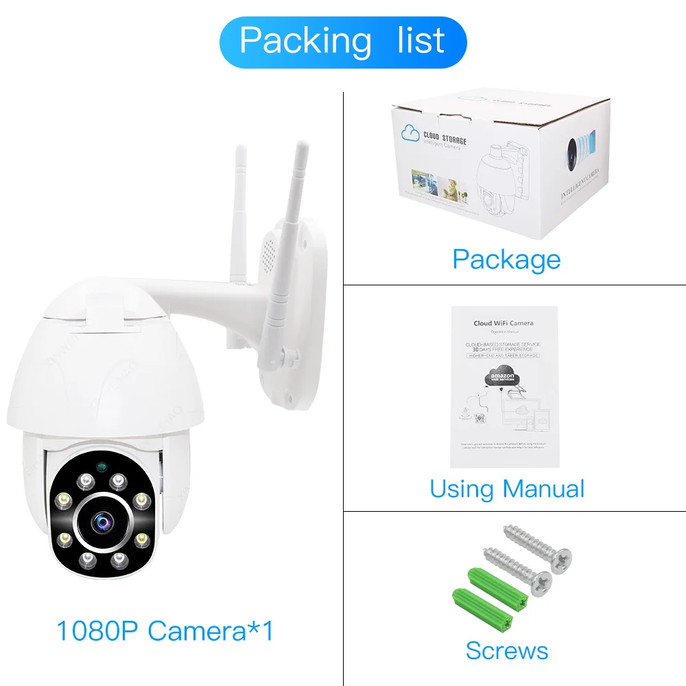 1080P PTZ wi fi камера 2MP автоматическое отслеживание водонепроницаемый CCTV домашней