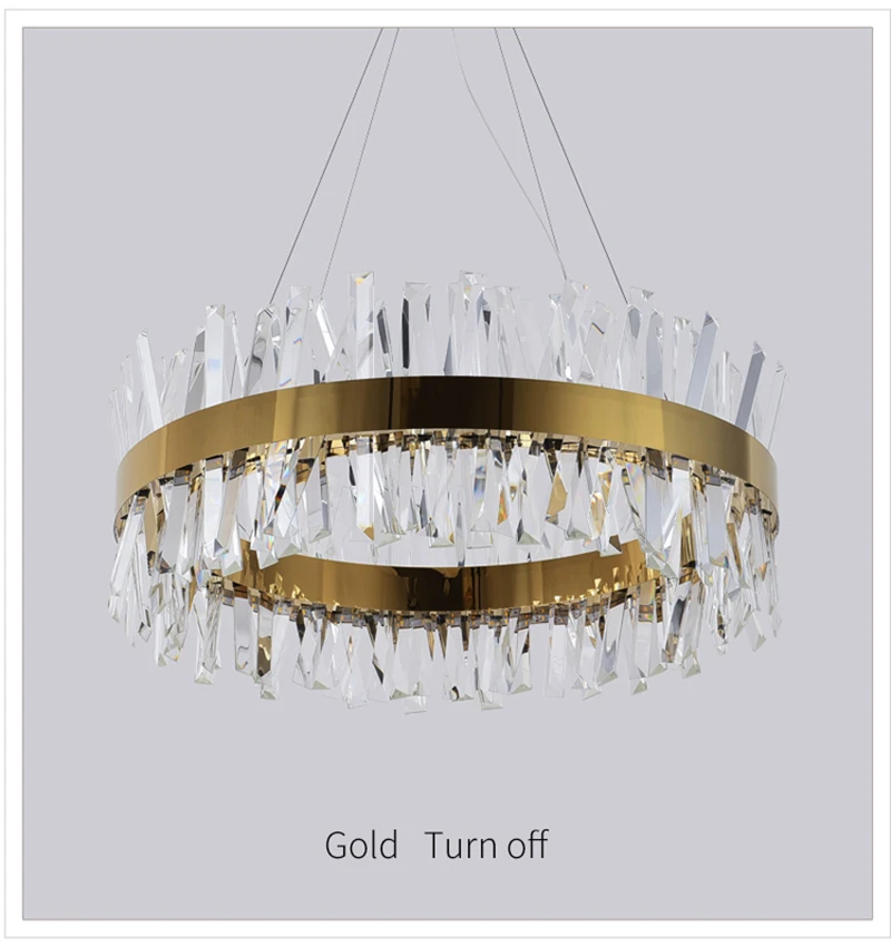 

JMZM Crystal Chandelier Silver Gold Modern Round LED Pendant Light Hotel Living Room Bedroom Dining Hall Ceiling Hanging Lamp