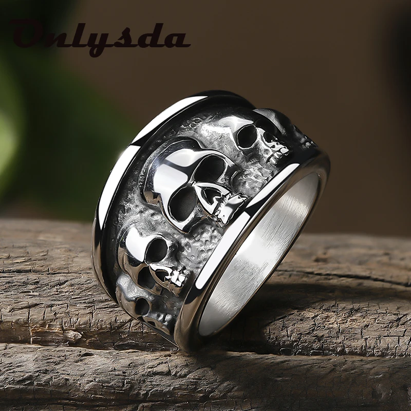 Бесплатная доставка стильных аксессуаров готического стиля из нержавеющей стали, потерянное черепное кольцо Anel Masculino, панк-украшения, подарок для парня OSR731.