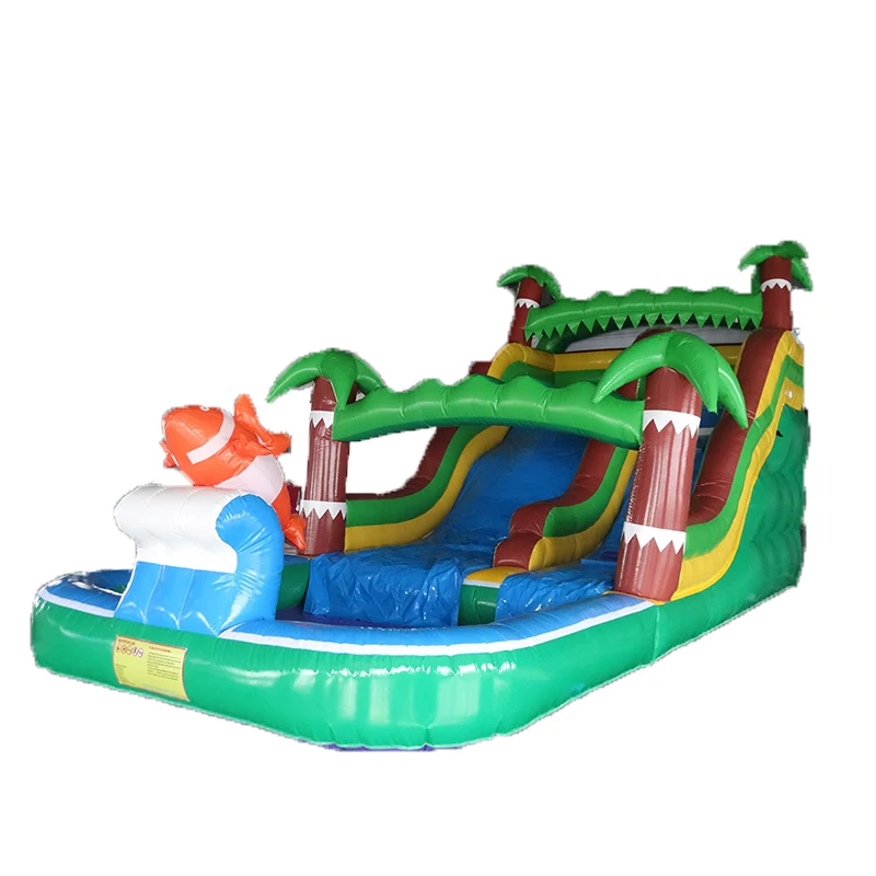 

China factory sales PVC amusement park giant inflatable bouncer pool water slide with blower