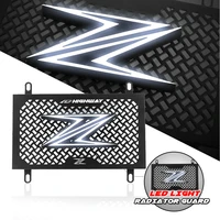 led light bumb motorcycle radiator grille cover guard aluminum oil cooler protection protetor for kawasaki z300 z250