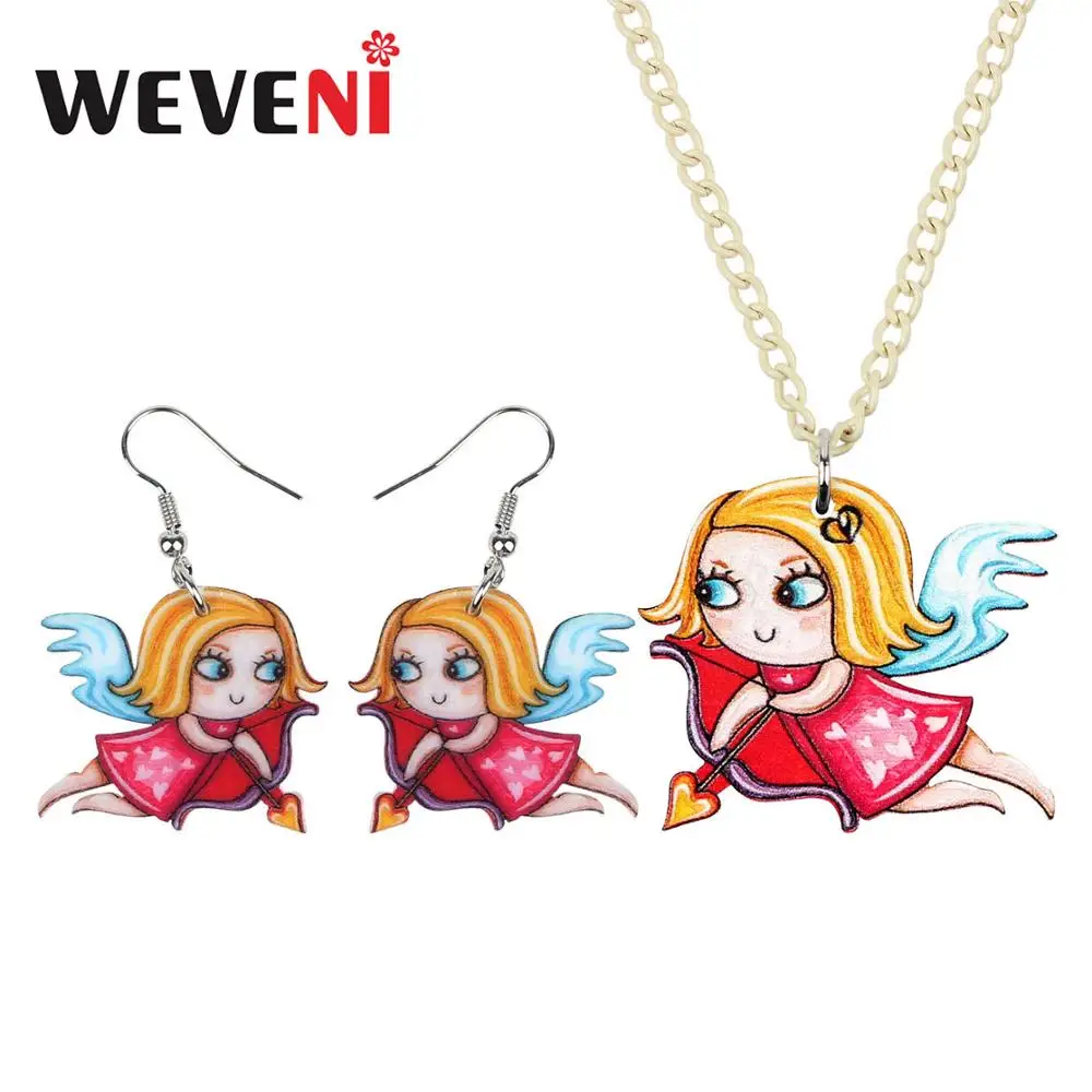 WEVENI акриловый милый День святого Валентина стрела купидона Ангел ожерелье