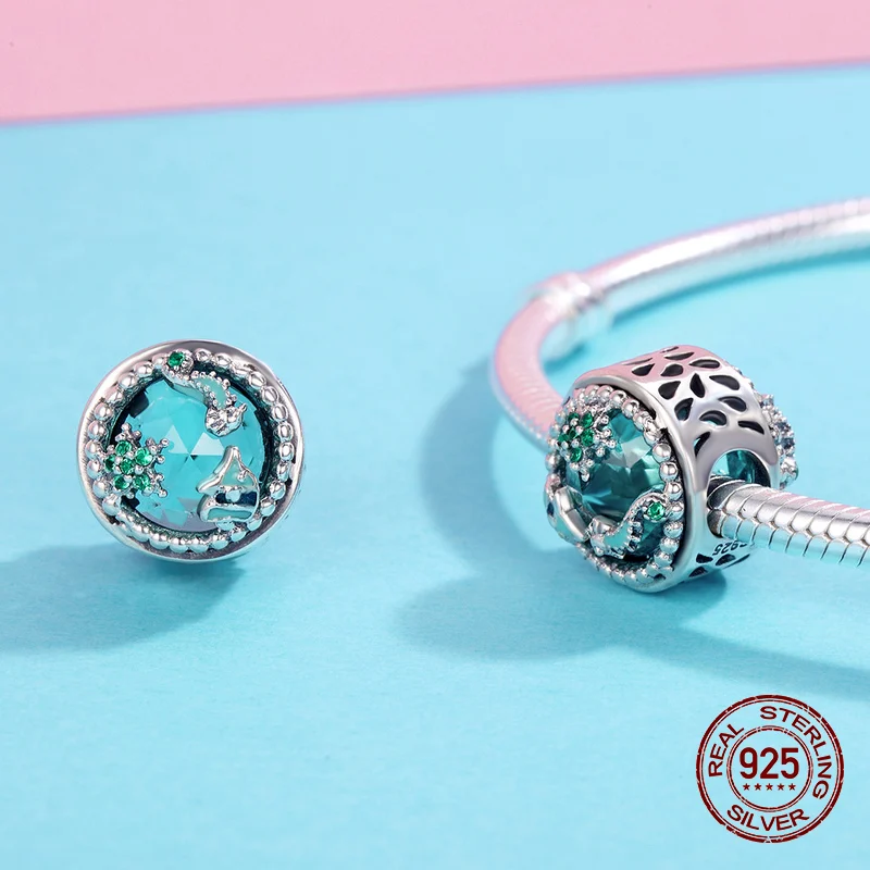 Подлинное серебро 925 пробы звездное небо хрустальные бусины подходящий браслет