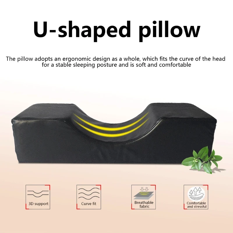 

27RC Washable Detachable Eyelash Extension Pillow Massage Pillow Small Pockets U Shape PU Leather for Beauty Makeup Eyelash