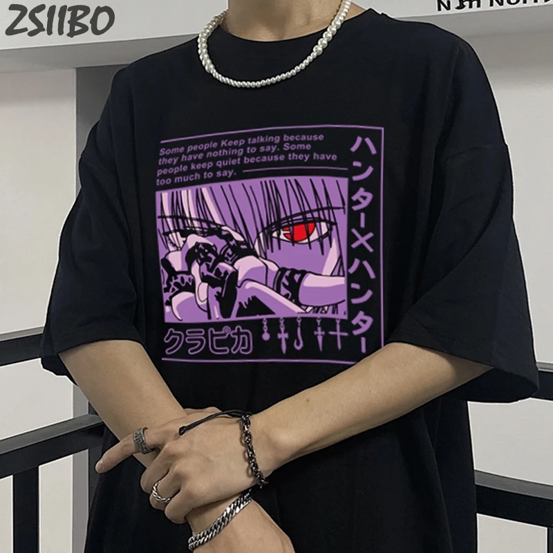 Men's T shirt Kurapika Unique Hunter X Killua Zoldyck Print Harajuku Casual Tshirt Unisex Short Sleeve Anime T-shirt Male | Мужская