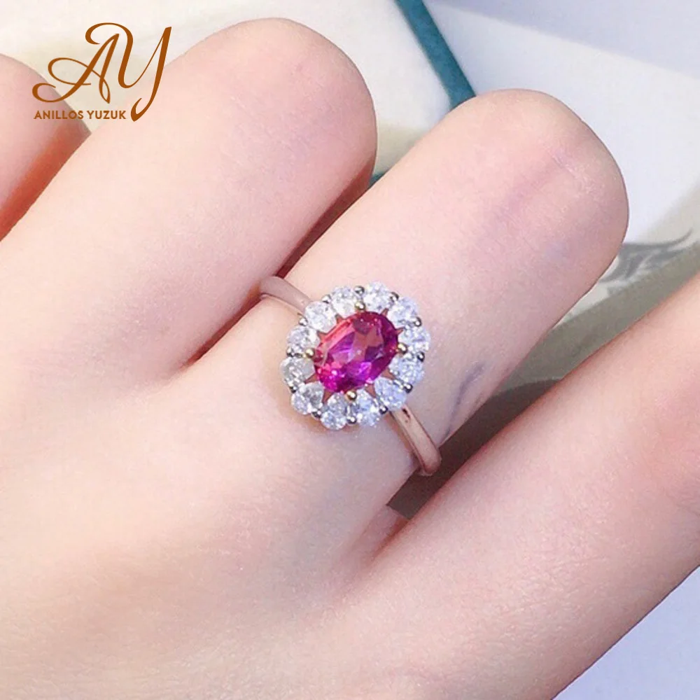 

Женские серебряные кольца с овальным камнем Anillos Yuzuk S925, модные ювелирные украшения с розовым кубическим цирконием, свадебные украшения