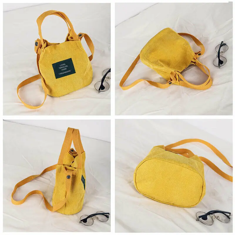 

NoEnName-Null Women's Long Handle Soft Corduroy Shopper Shoulder Tote Crossbody Bags Satchel Bucket Hobo Bag Handbag