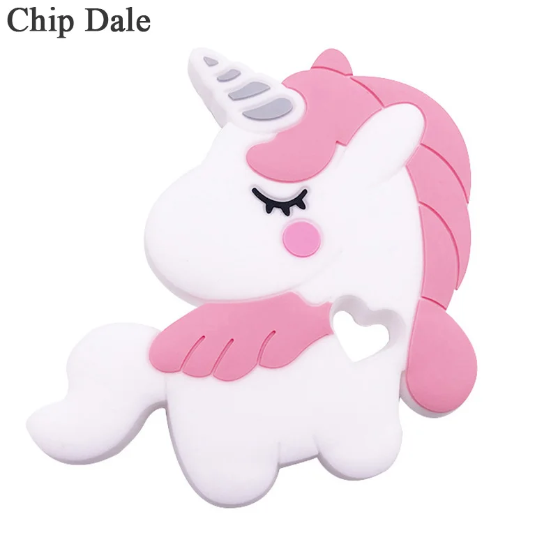 

Chip Dale 5Pcs Unicorn Silicone Baby Teether BPA Free Teething Necklace Pendant Accessory DIY Pacifier Chain Beads Baby Product