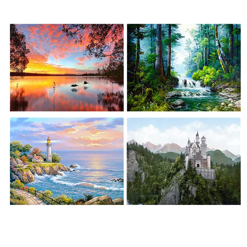 Oil Painting By Numbers Scenery DIY Pictures Tree Landscape Summer Kits Drawing Canvas HandPainted Home Deco | Дом и сад