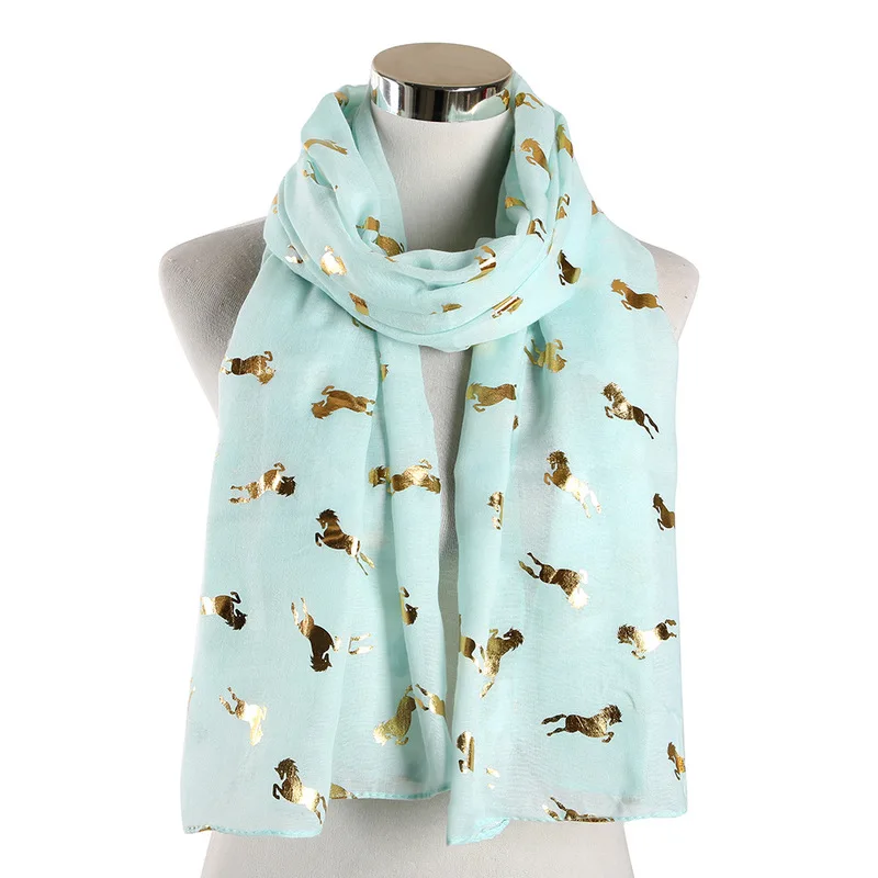 Продаются как Горячие пирожные животные лошади бронзирующий принт длинный шарф