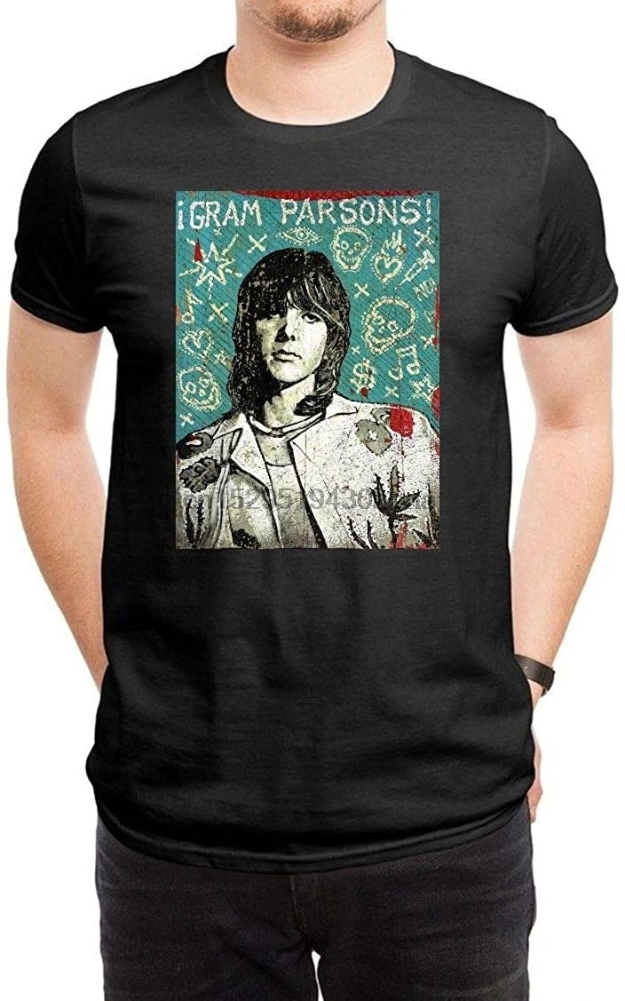 Мужские футболки LILILOV с логотипом Gram Parsons черные|Мужские футболки| |