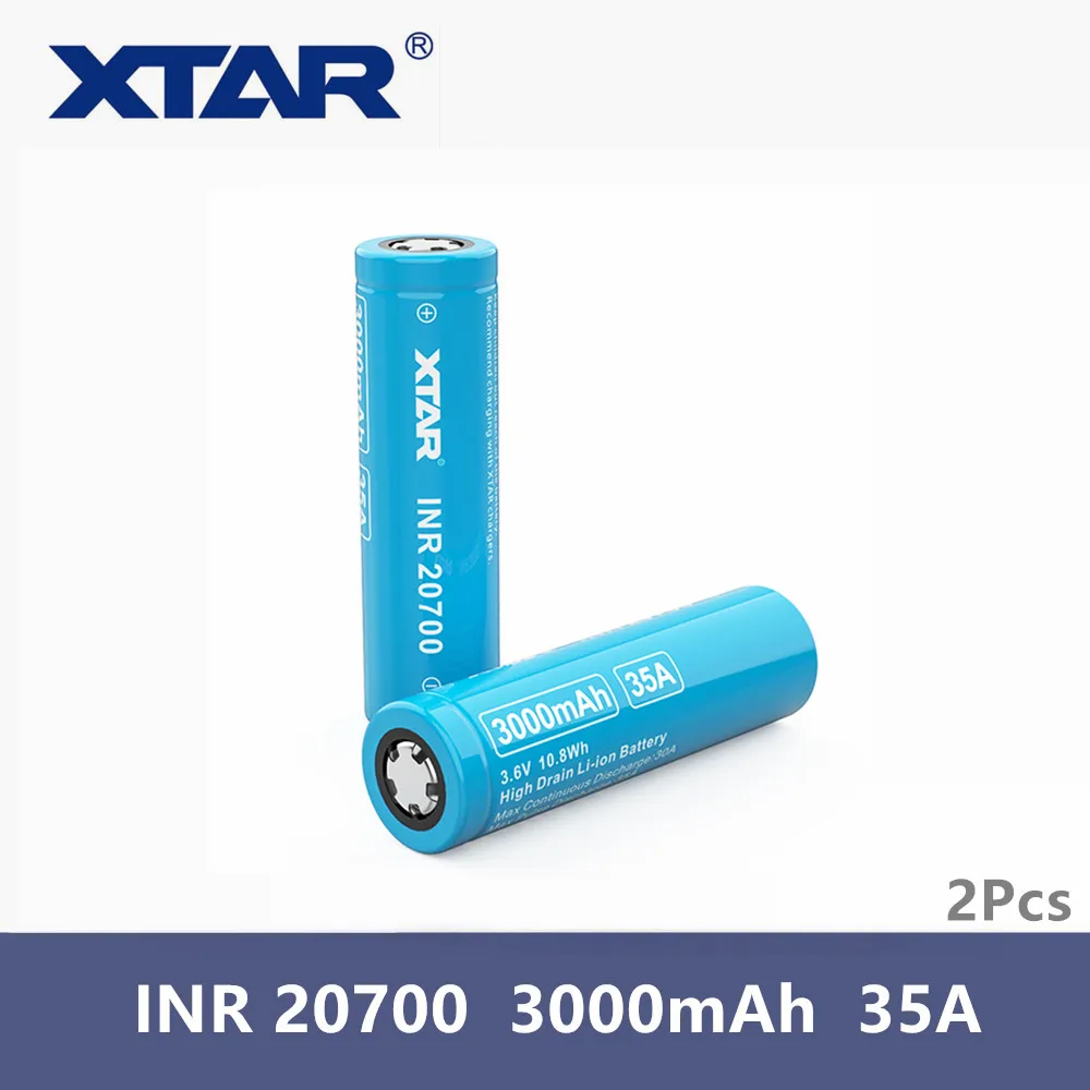 Аккумуляторная батарея Xtar INR 20700 2 шт. 3 7 В 3000 мА · ч 6 высокосливная 35а Импульсный
