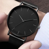 2021 minimalist men fashion ultra thin watches simple men business stainless steel mesh belt quartz watch relogio masculino