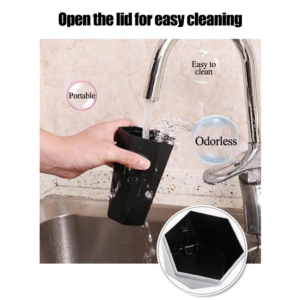 

Plastic Car Trash Can Auto Organizer Storage Bag Car Garbage Bin Ashtray Pressing Type Auto Interior Trash Can Stowing Tidying