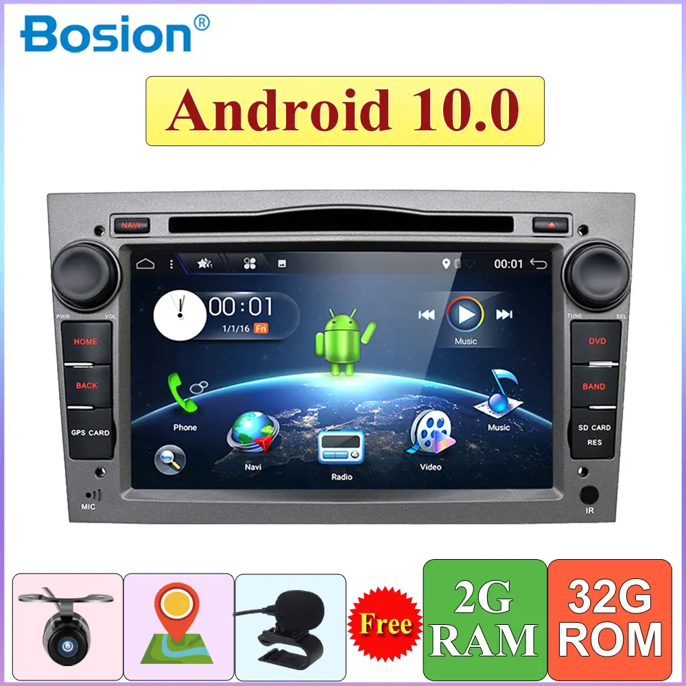 Автомобильный DVD плеер 2 din четырехъядерный Android 10 0 GPS для Opel Astra H Vectra Corsa Zafira B C G Aux SWC