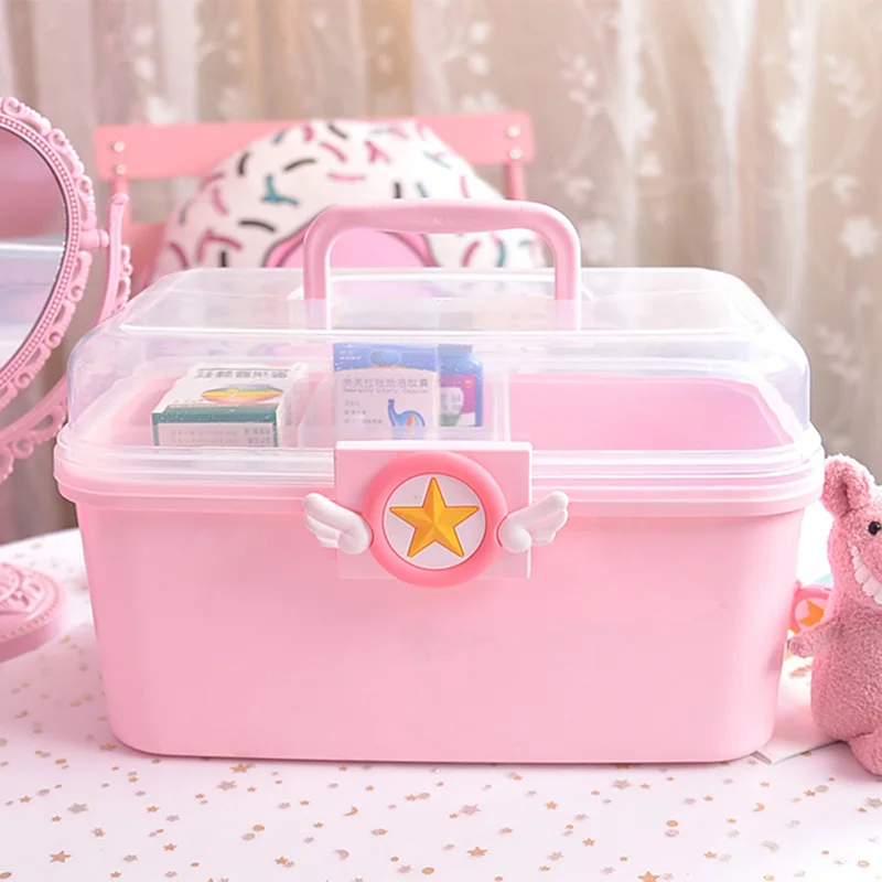 Мультяшная красивая коробка для хранения Настольная портативная медицинская