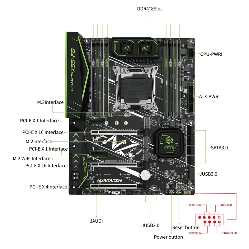 Материнская плата X99 F8D LGA 2011-3 разъем USB SATA3.0 NVMe M.2 DDR4 память для XEON E5 2678 V3 - купить по