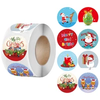 500pcs christmas stickers roll 1 5 santa claus elk merry christmas round labels for envelopes gift bags wrapping holiday decor