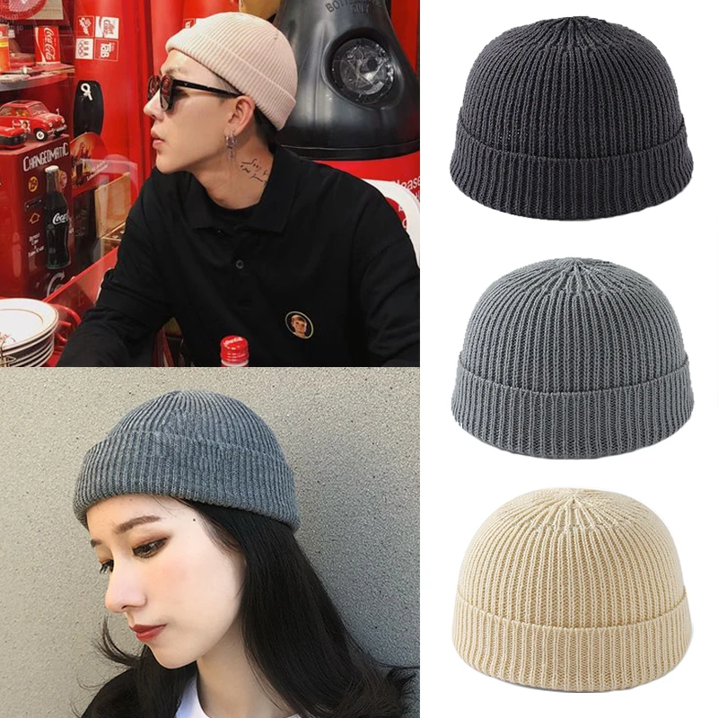 Skullcap зимние шапочки для женщин и мужчин, однотонные вязаные шапки унисекс, женские мягкие эластичные лыжные теплые короткие шапки Skullies