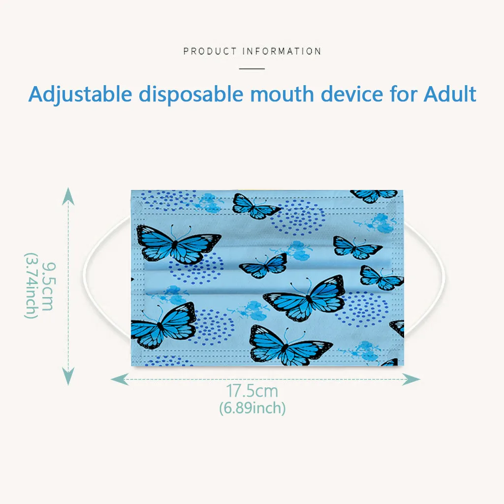 

Mascarillas Bule Butterfly Face Mask Disposable Adult Filters Facial Masks 3ply Ear Loop Mouth Mask Masque Mouth Caps 10-100pcs