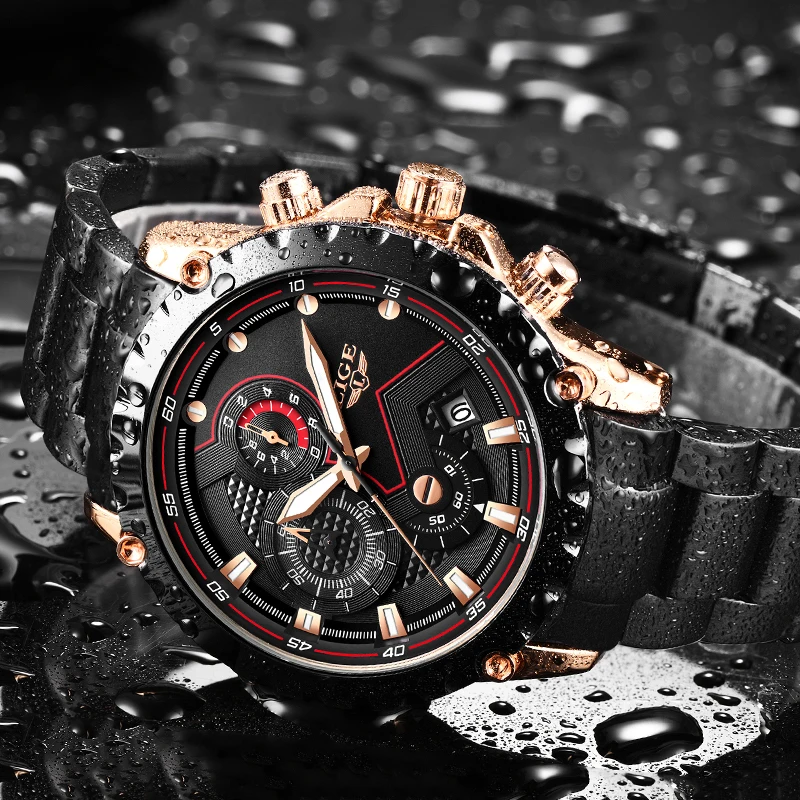 Часы LIGE выводы Мужские кварцевые модные высококлассные спортивные