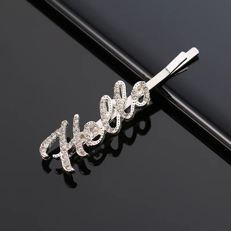 2 шт./лот серебряные заколки для волос с буквами и кристаллами Стразы заколка