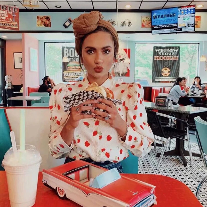 Женские шифоновые топы с цветочным принтом модные блузки длинным рукавом в стиле