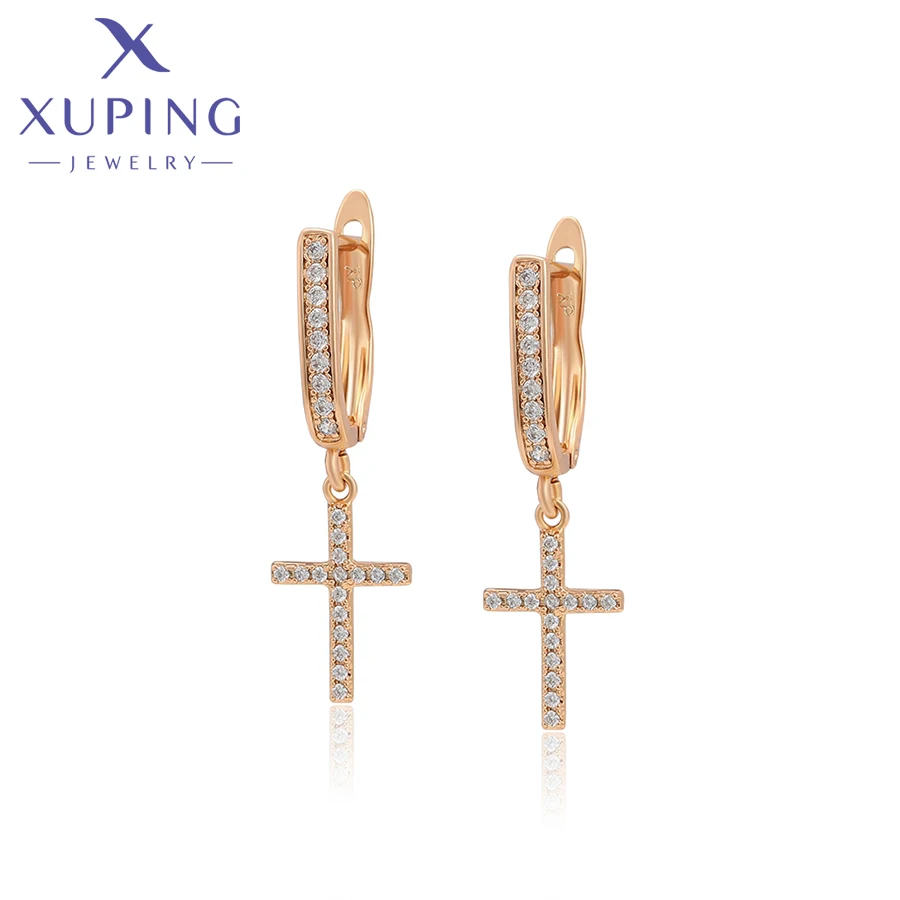 Xuping модные ювелирные изделия, крест, религия, стильные золотые серьги для женщин, подарок A00858607