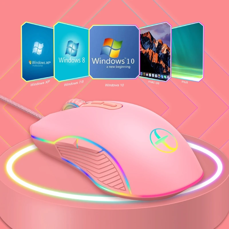 

Braided USB Wired Mouse Optical Computer Mouse for Office&Home Colorful Backlight Laptop Desktop Ergonomic 7 Buttons
