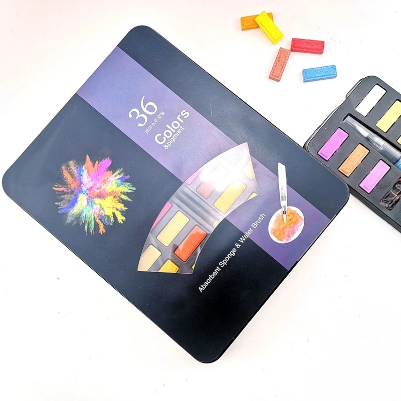 36 цветов твердая гуашь краска набор с акварель в порошке комплект принадлежности
