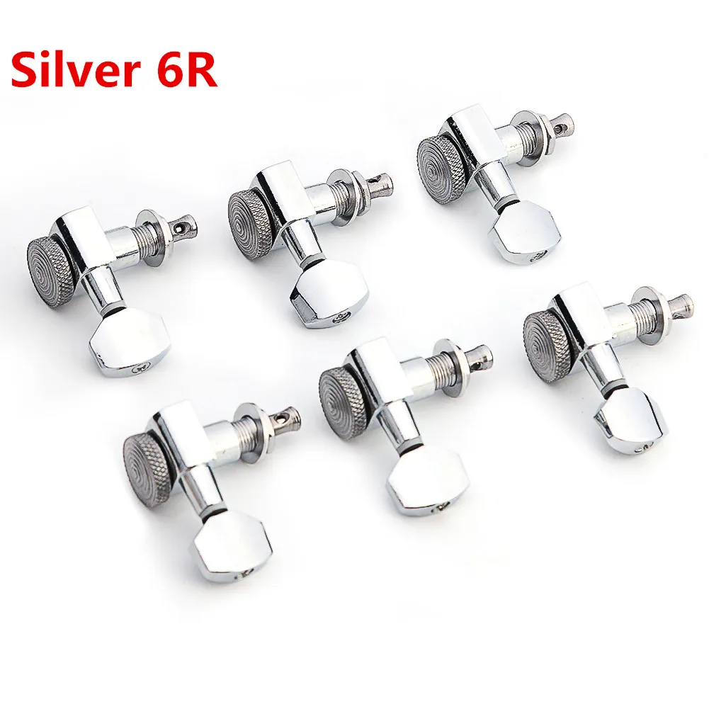 Silver 6R Фиксаторы Колки для гитары, Колки для гитары, насадки для струн, Передаточное отношение для 6R, встроенный музыкальный инструмент, аксессуары для гитары - Цвет: Silver 6R
