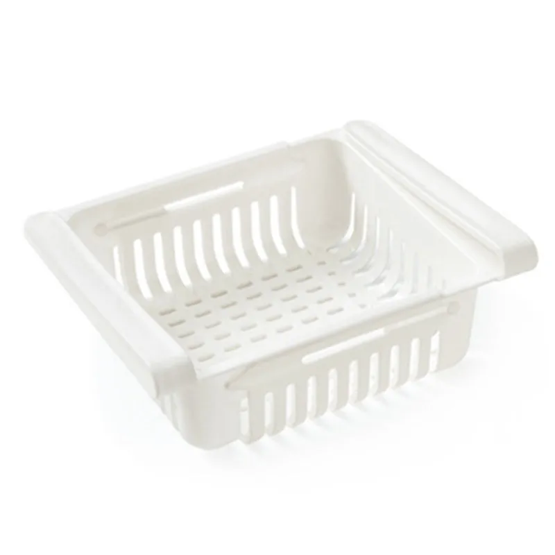 White Регулируемый Кухонный рефрижератор шкаф для хранения полка холодильника с морозильной камерой Держатель Выдвижной ящик Органайзер экономии пространства кухонный Органайзер - Цвет: White
